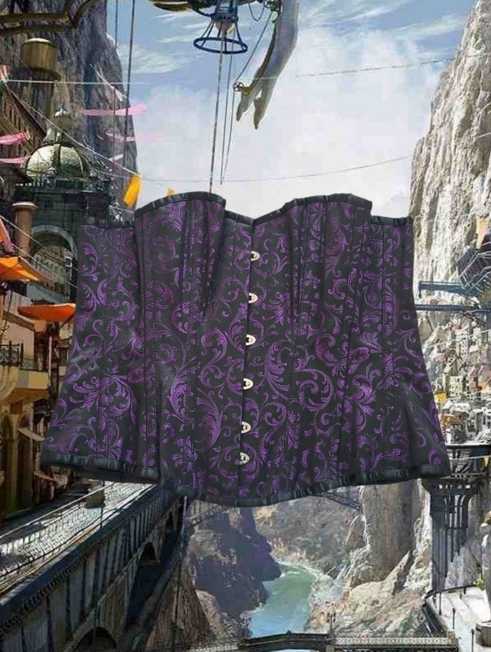 Women’s Purple Brocade Corset Top - Unbranded